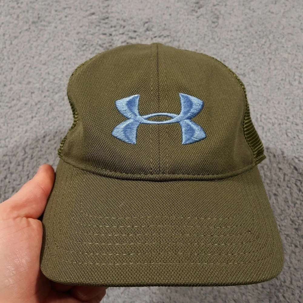 Under Armour Hat Cap Mens Snapback Meshback Baseball Green Logo NEW